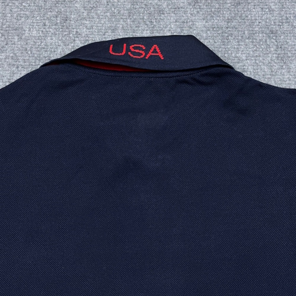 NEW Hermes Sellier Polo Shirt Men's Medium Navy Blue USEF Equestrian USA Team - Picture 7 of 11